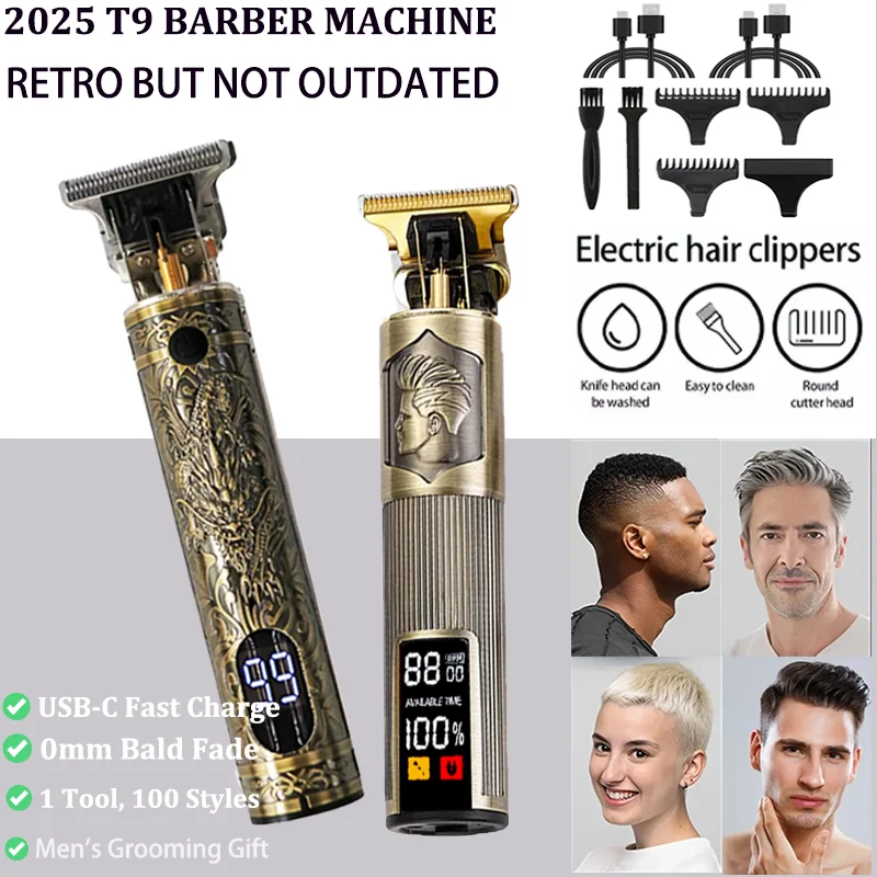 New！T9 Electric Hair Trimmer/Accessories | USB Professional Shaver | 0mm Bald Fade Cutting Machine Portable for Men Home Haircut thumbnail 4
