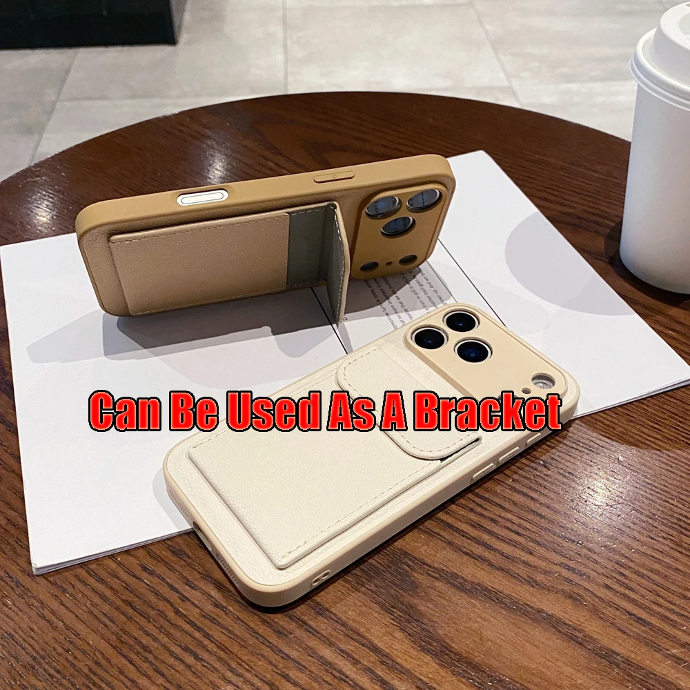 Card Slot Wallet PU Leather Bracket Case For iPhone 17 ProMax 17air 14 15 16 Plus 17 11 12 13 Pro Max Business Photo Clip Cover thumbnail 4