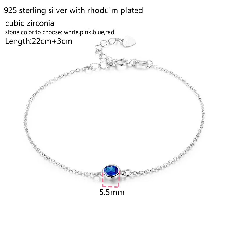 925 Sterling Silver Chain Round CZ Charm Foot Jewelry Anklet for Women Girls Leg bracelet cheville enkelbandje halhal tobillera thumbnail 4