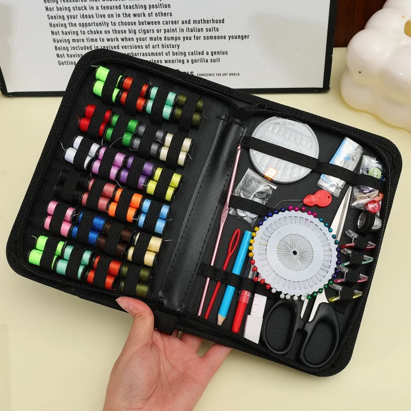 172/128/67/27pcs/set Sewing Kit with Threads Needles Scissors Tape Measure Buttons Storage Bag Portable Travel Sewing Box Tools thumbnail 3
