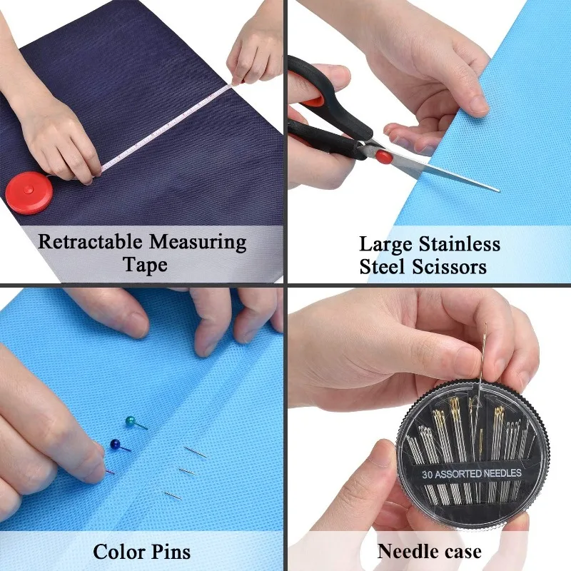 172/128/67/27pcs/set Sewing Kit with Threads Needles Scissors Tape Measure Buttons Storage Bag Portable Travel Sewing Box Tools thumbnail 5