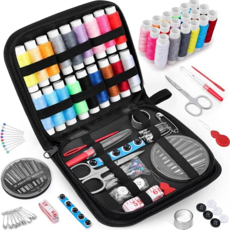 172/128/67/27pcs/set Sewing Kit with Threads Needles Scissors Tape Measure Buttons Storage Bag Portable Travel Sewing Box Tools thumbnail 2