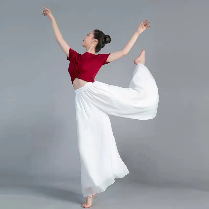 Classica Dancer Trousers Summer Chiffon Wide Leg Pants Two Layer Dance Practice Clothes Loose Dancing Pants for Women Yoga Pants