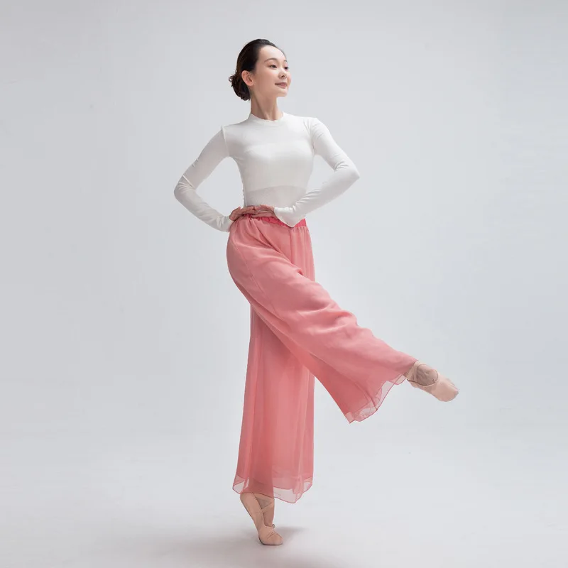Classica Dancer Trousers Summer Chiffon Wide Leg Pants Two Layer Dance Practice Clothes Loose Dancing Pants for Women Yoga Pants thumbnail 5