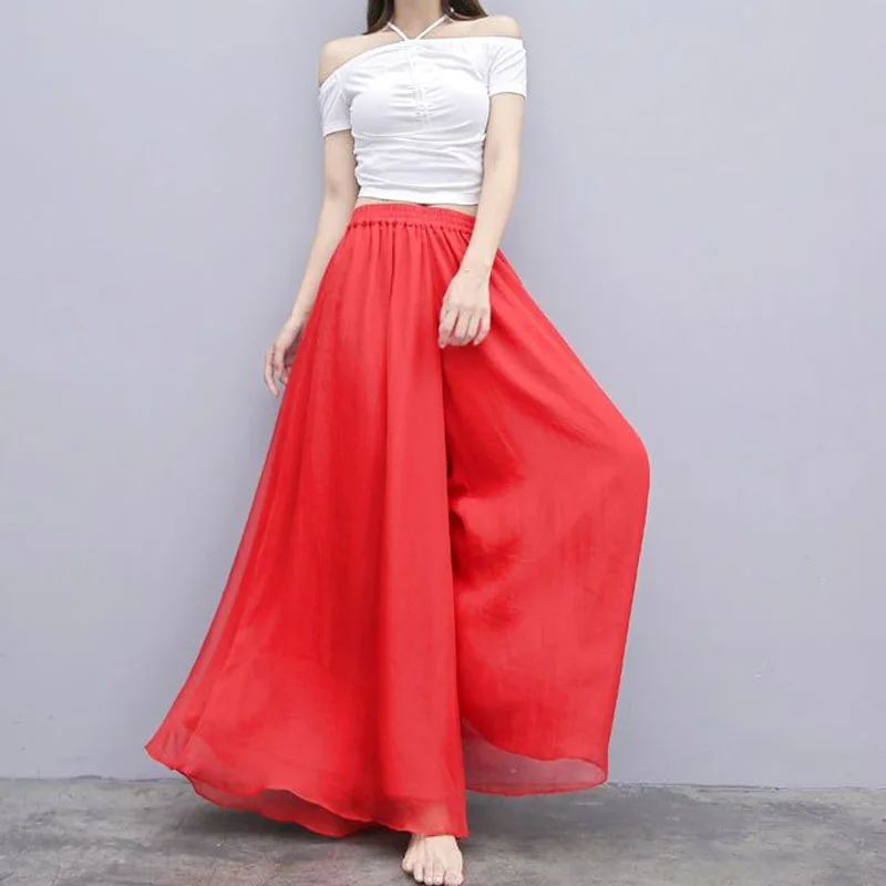 Classica Dancer Trousers Summer Chiffon Wide Leg Pants Two Layer Dance Practice Clothes Loose Dancing Pants for Women Yoga Pants thumbnail 2