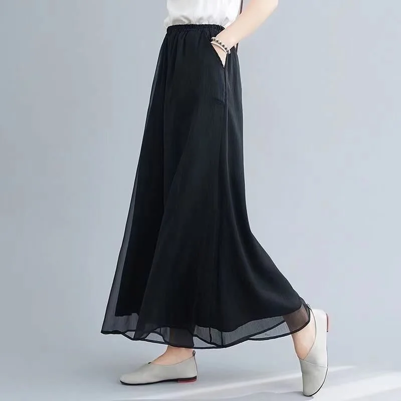 Classica Dancer Trousers Summer Chiffon Wide Leg Pants Two Layer Dance Practice Clothes Loose Dancing Pants for Women Yoga Pants thumbnail 6
