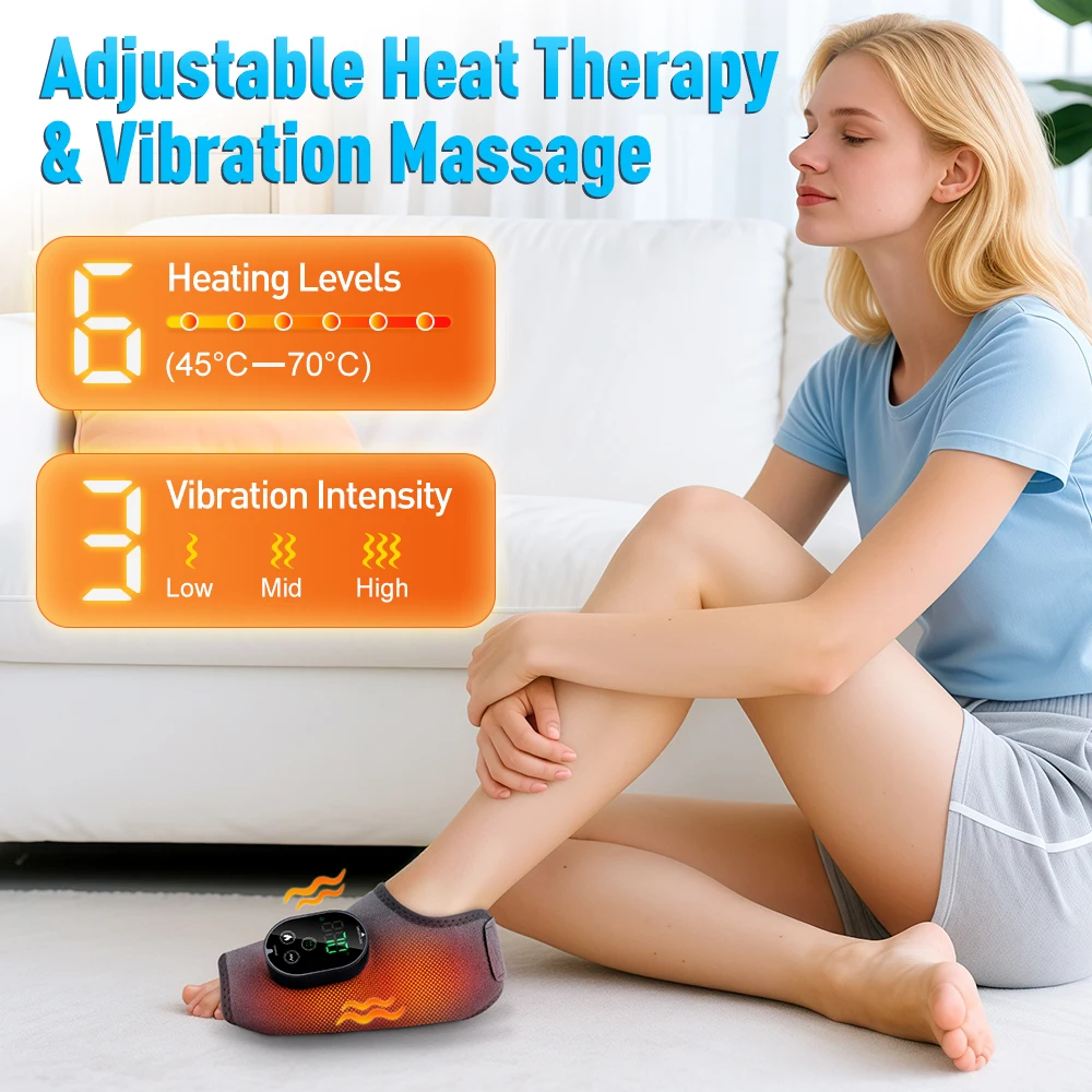 New Electric 3-in-1 Ankle Calf Foot Vibration Heated Massager 6 Level Hot Compress Massage Wrist Ankle Brace Leg Hand Foot Relax thumbnail 3