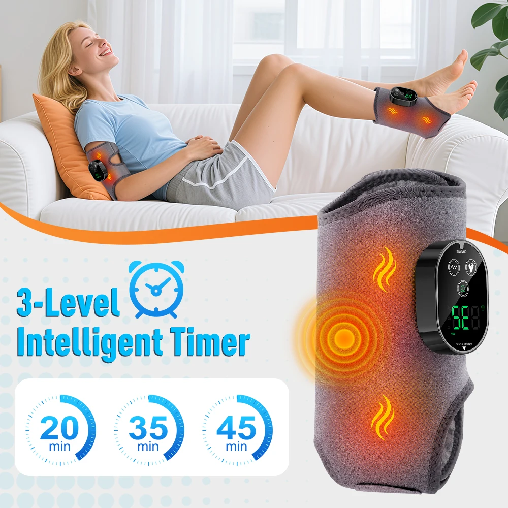 New Electric 3-in-1 Ankle Calf Foot Vibration Heated Massager 6 Level Hot Compress Massage Wrist Ankle Brace Leg Hand Foot Relax thumbnail 5