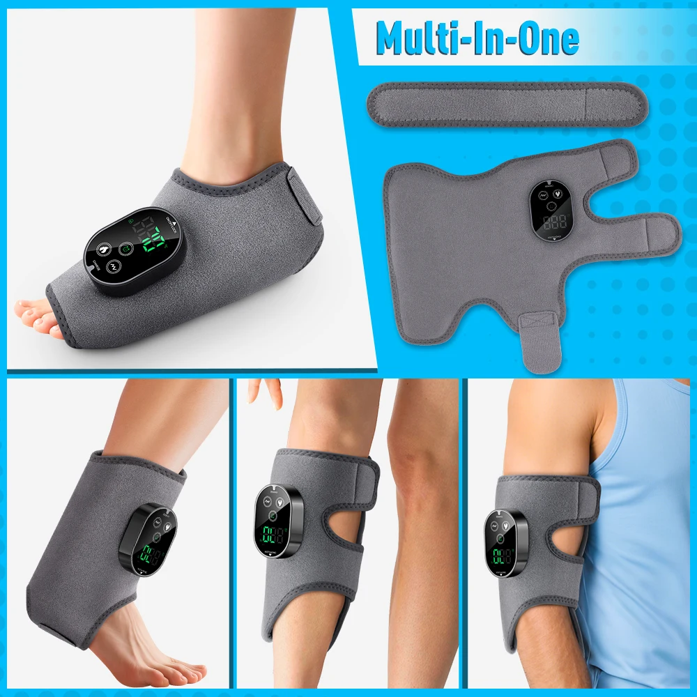 New Electric 3-in-1 Ankle Calf Foot Vibration Heated Massager 6 Level Hot Compress Massage Wrist Ankle Brace Leg Hand Foot Relax thumbnail 4