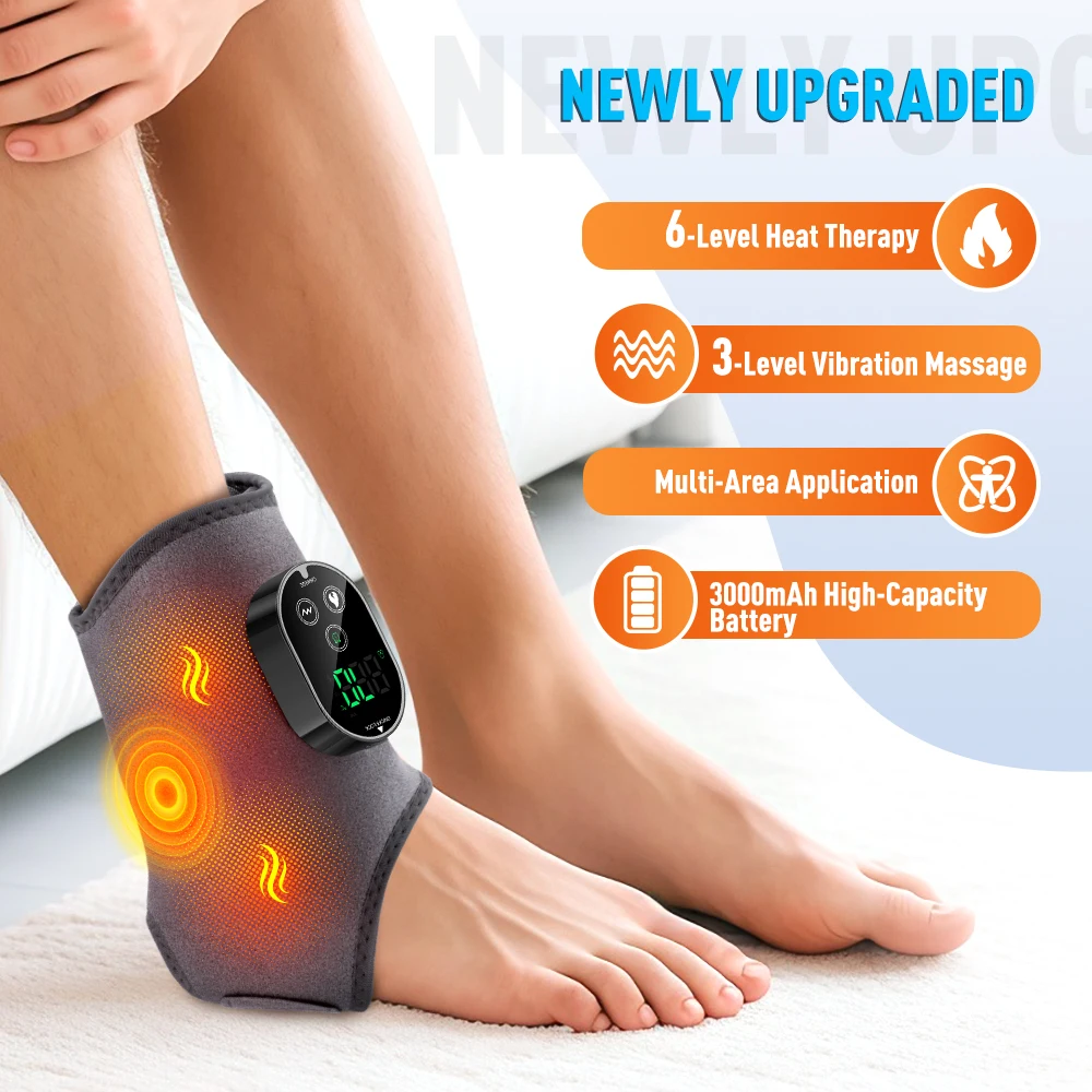 New Electric 3-in-1 Ankle Calf Foot Vibration Heated Massager 6 Level Hot Compress Massage Wrist Ankle Brace Leg Hand Foot Relax