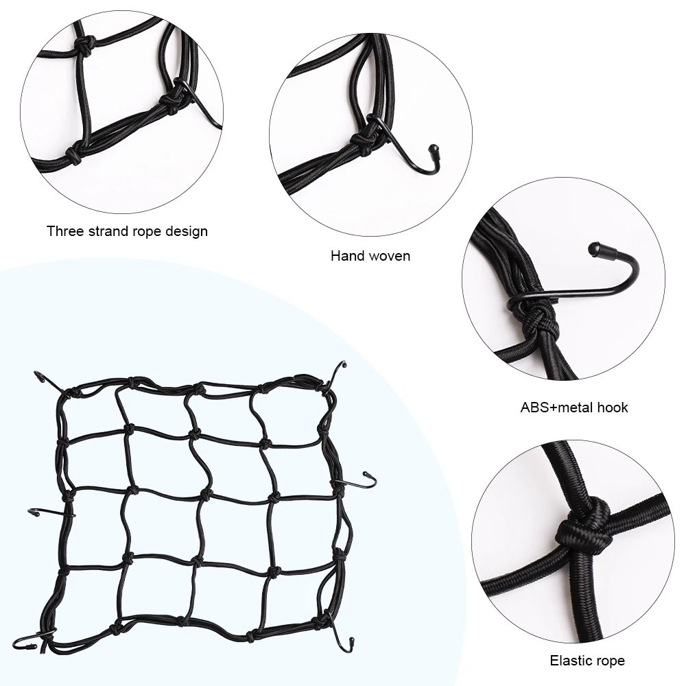 Motorcycle Helmet Net Rope Luggage Storage Bag Twine Blue Yellow Red Black Green BIke Net Bags Mesh 30x30cm 40x40cm thumbnail 5