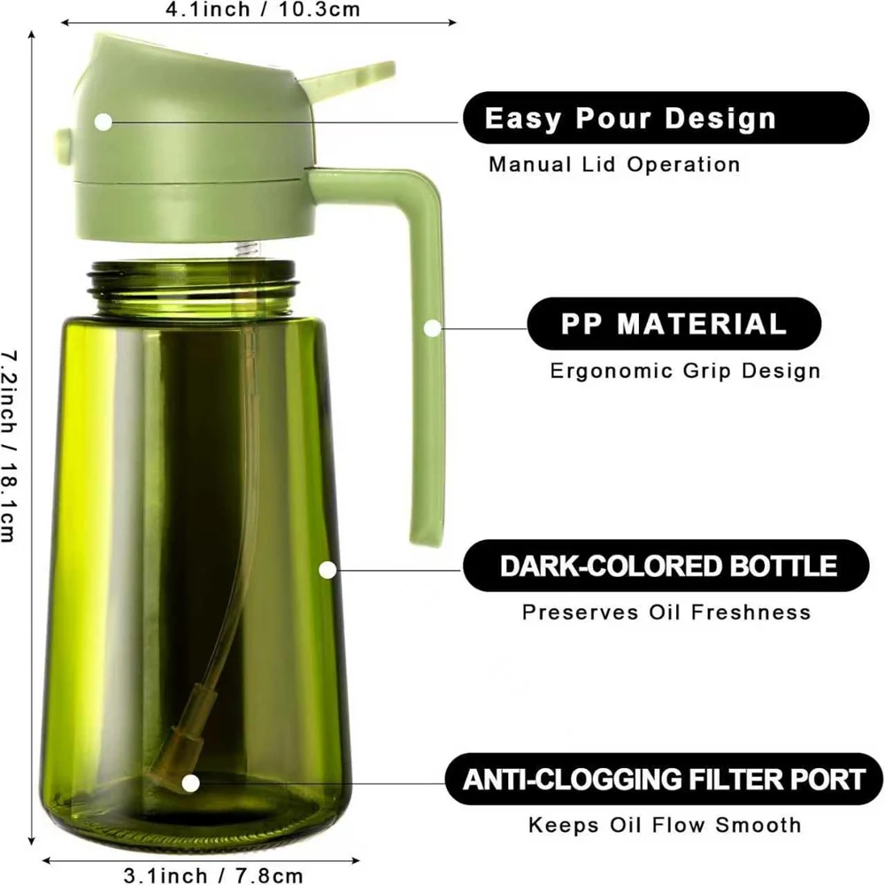 470 ml Oil Sprayer for Cooking,2-in-1 Olive Oil Dispenser and Oil Spray Bottle,Oil Spray with Stickers,Thick Glass Spray Bottle thumbnail 3