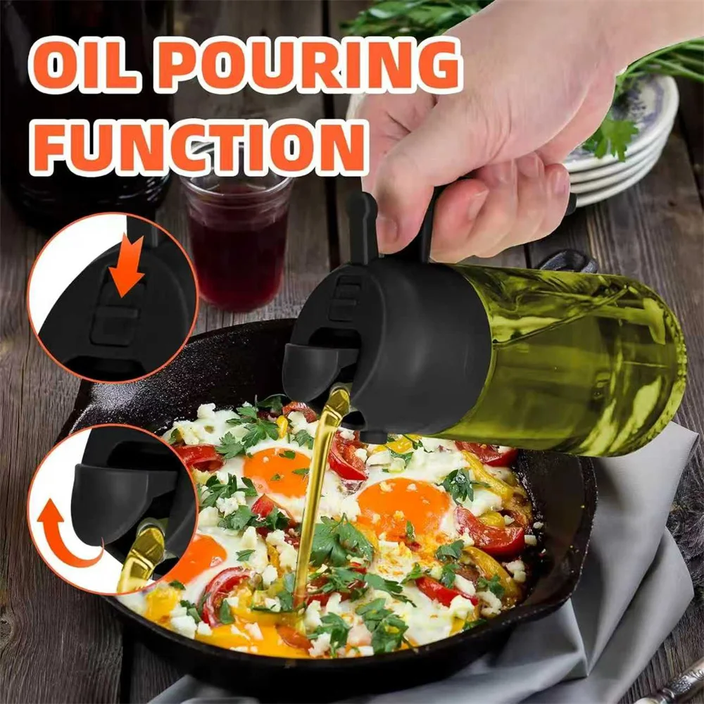 470 ml Oil Sprayer for Cooking,2-in-1 Olive Oil Dispenser and Oil Spray Bottle,Oil Spray with Stickers,Thick Glass Spray Bottle thumbnail 5