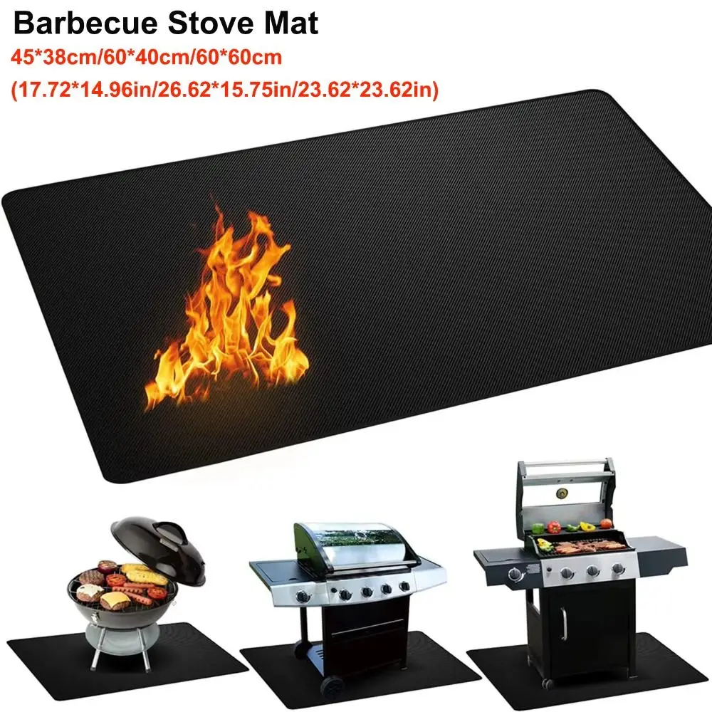 New Oilproof Barbecue Grills Mat High Temperature Resistant Black Fire Retardant Protection Pad Heat-proof Mat Outdoor BBQ