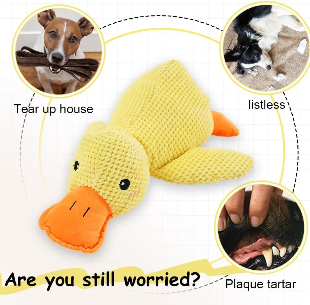 Duck dog toy plush chew resistant durable dog toy with quacking sound teeth grinding relief soft companion for small large dog thumbnail 5