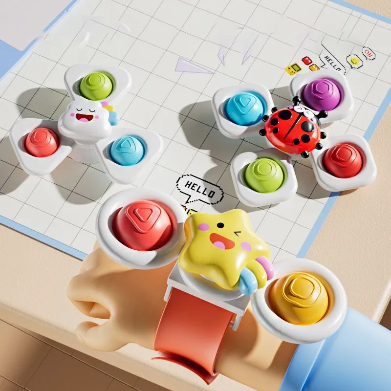 Suction Cup Spinning Cartoon Animal、Insects Spinner Toys Baby High Chair Window Gyro Stress Reliever Kids Bath Toys Gift thumbnail 3