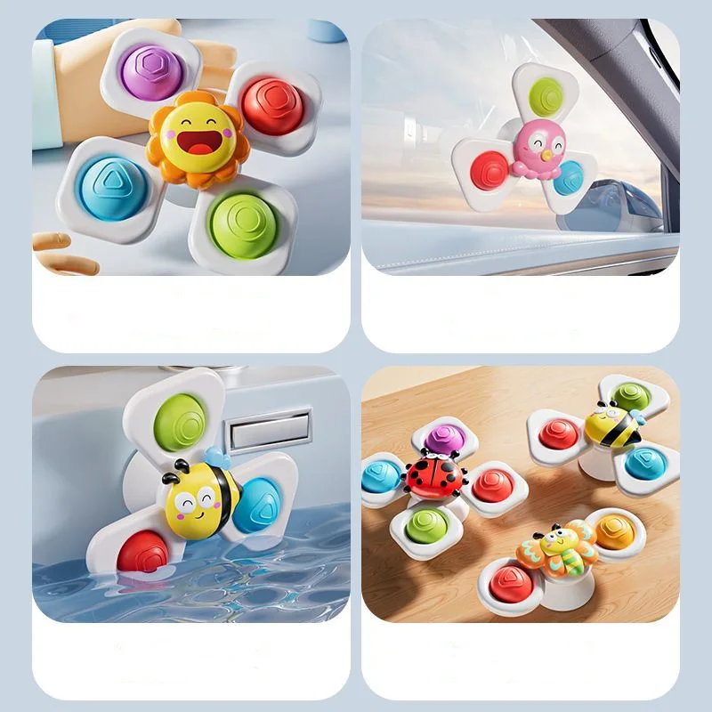 Suction Cup Spinning Cartoon Animal、Insects Spinner Toys Baby High Chair Window Gyro Stress Reliever Kids Bath Toys Gift thumbnail 4
