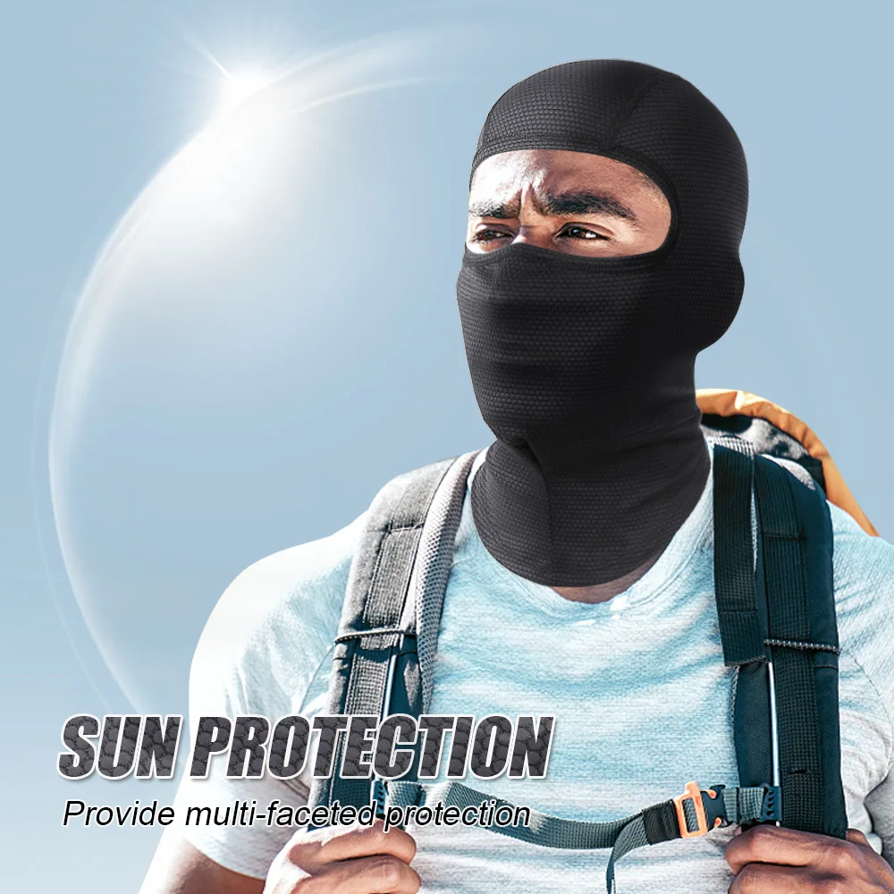 Motorcycle Cooling Full Face Mask Summer Breathable Motorbike Riding Hood Neck Cover Motocross Cycling Helmet Headgear thumbnail 4