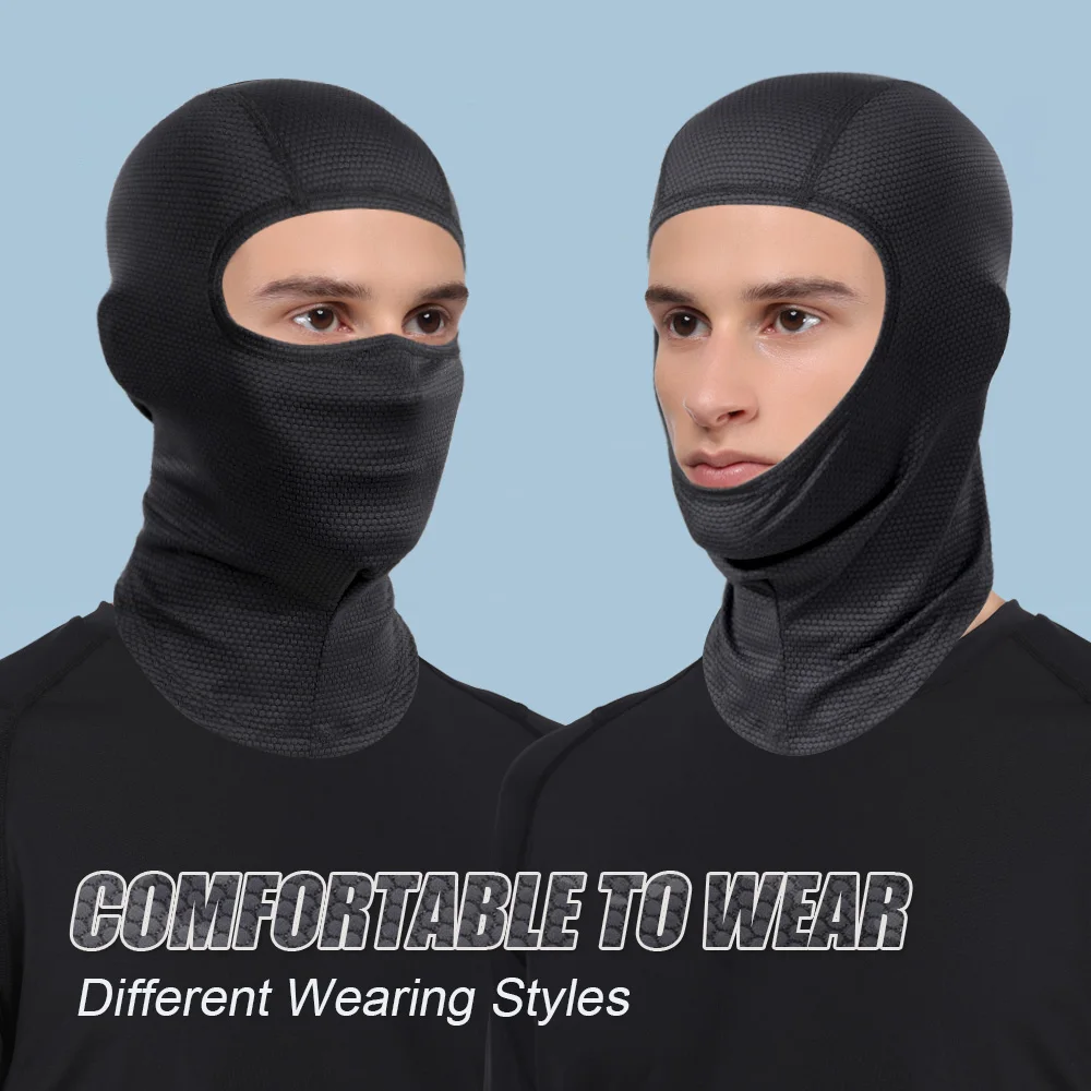 Motorcycle Cooling Full Face Mask Summer Breathable Motorbike Riding Hood Neck Cover Motocross Cycling Helmet Headgear thumbnail 3