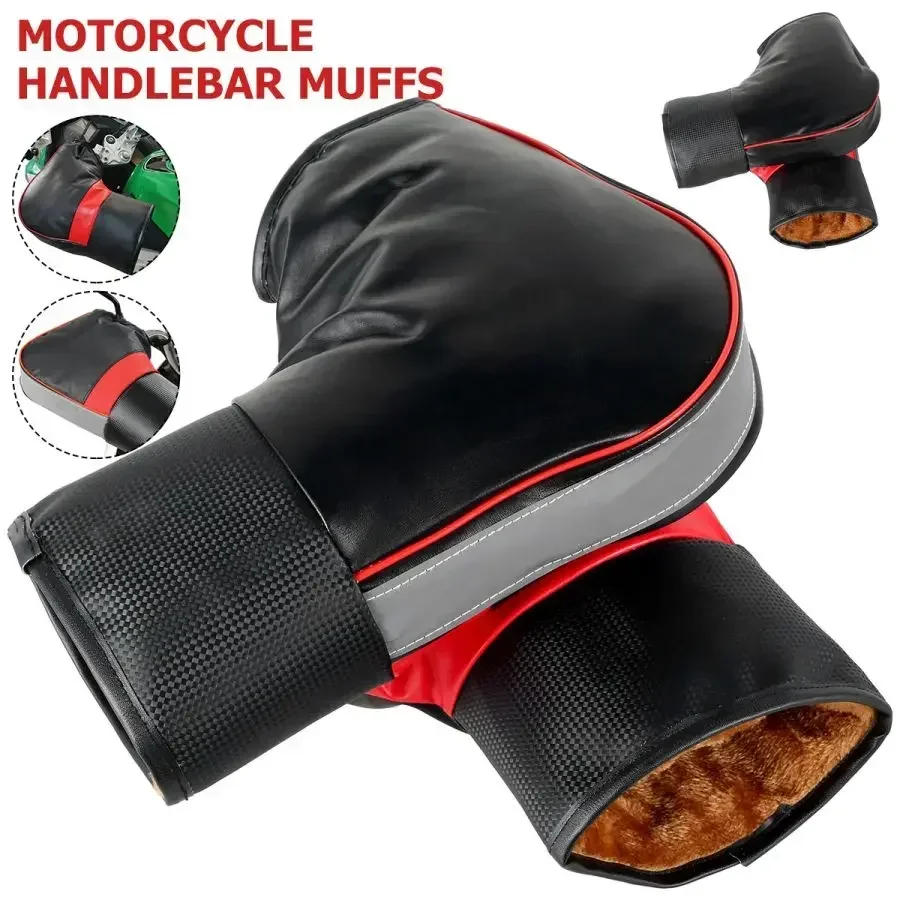 Motorcycle Handlebar Muffs Thick Warm Rainproof Windproof Hand Protector Cover Grip For Winter Riding Commute Gear thumbnail 6