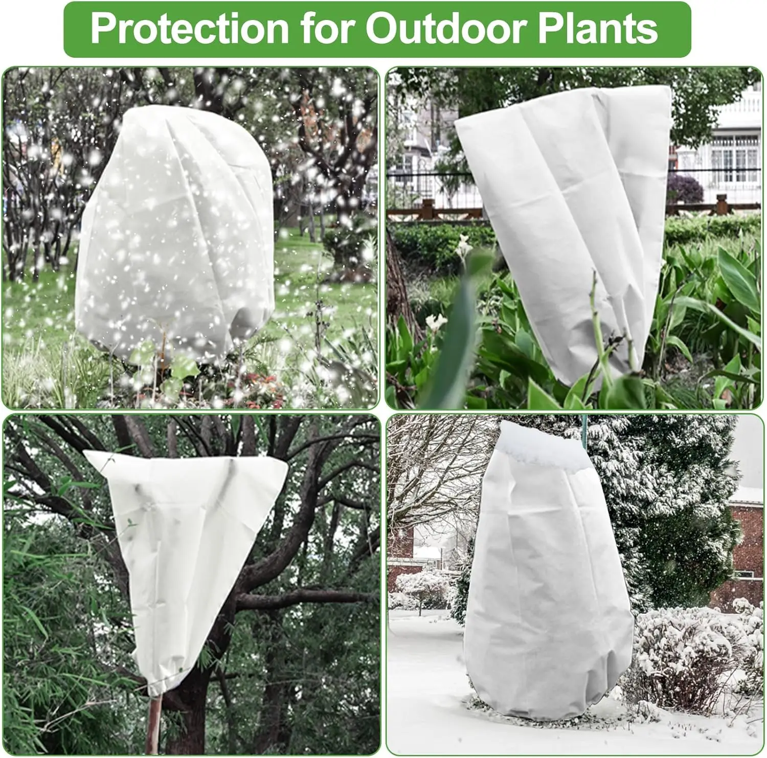 Plant Protection and Warmth Covers Winter Plant Cold-proof Cover Drawstring Zipper Fixed Non-woven Fabric Casing Outdoors Garden thumbnail 5
