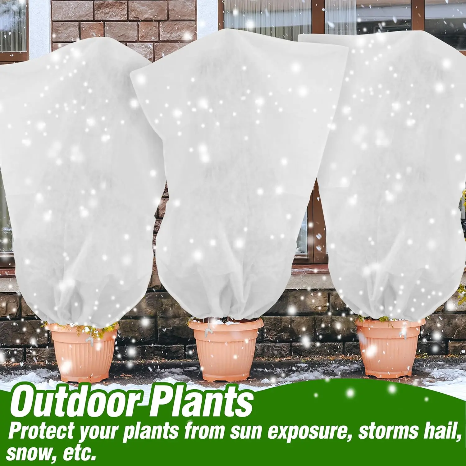 Plant Protection and Warmth Covers Winter Plant Cold-proof Cover Drawstring Zipper Fixed Non-woven Fabric Casing Outdoors Garden thumbnail 4