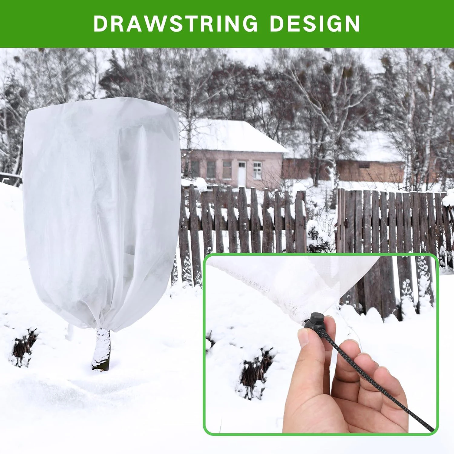 Plant Protection and Warmth Covers Winter Plant Cold-proof Cover Drawstring Zipper Fixed Non-woven Fabric Casing Outdoors Garden thumbnail 3