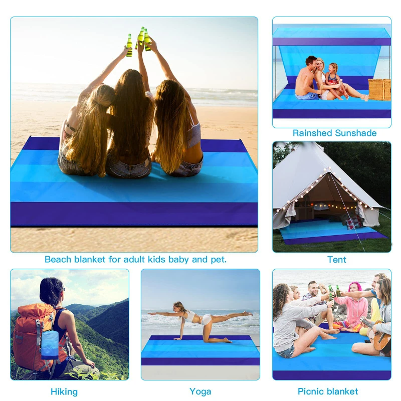 Extra Large 1set Waterproof Sandproof Beach Mat Travel Hiking Sports Blanket Outdoor Picnic Portable Mat thumbnail 6