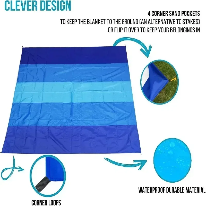 Extra Large 1set Waterproof Sandproof Beach Mat Travel Hiking Sports Blanket Outdoor Picnic Portable Mat thumbnail 5