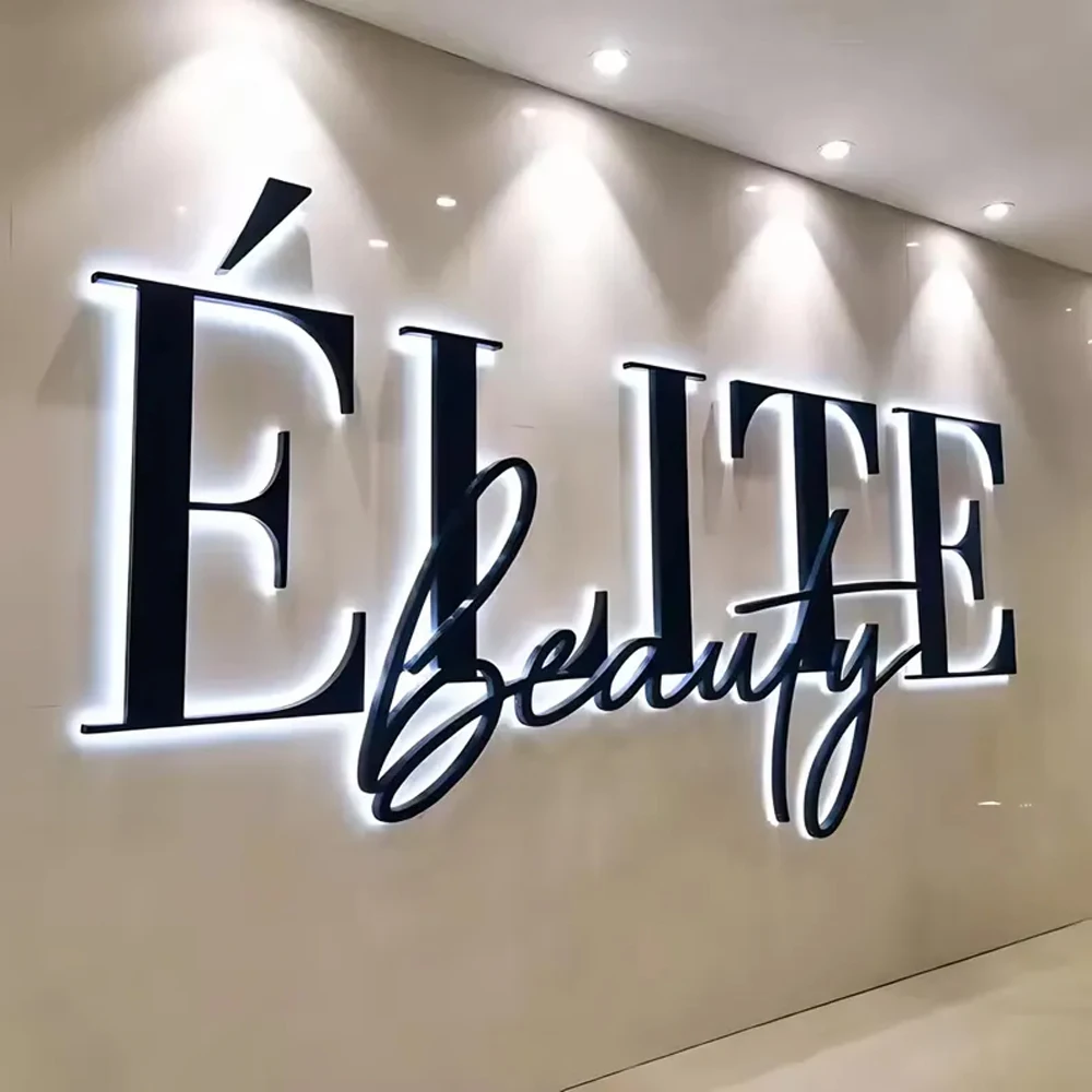 Custom LED Illuminated 3D Stainless Steel Metal Letters Business Logo Backlit Sign for Storefront Company Bar Outdoor Signage thumbnail 5