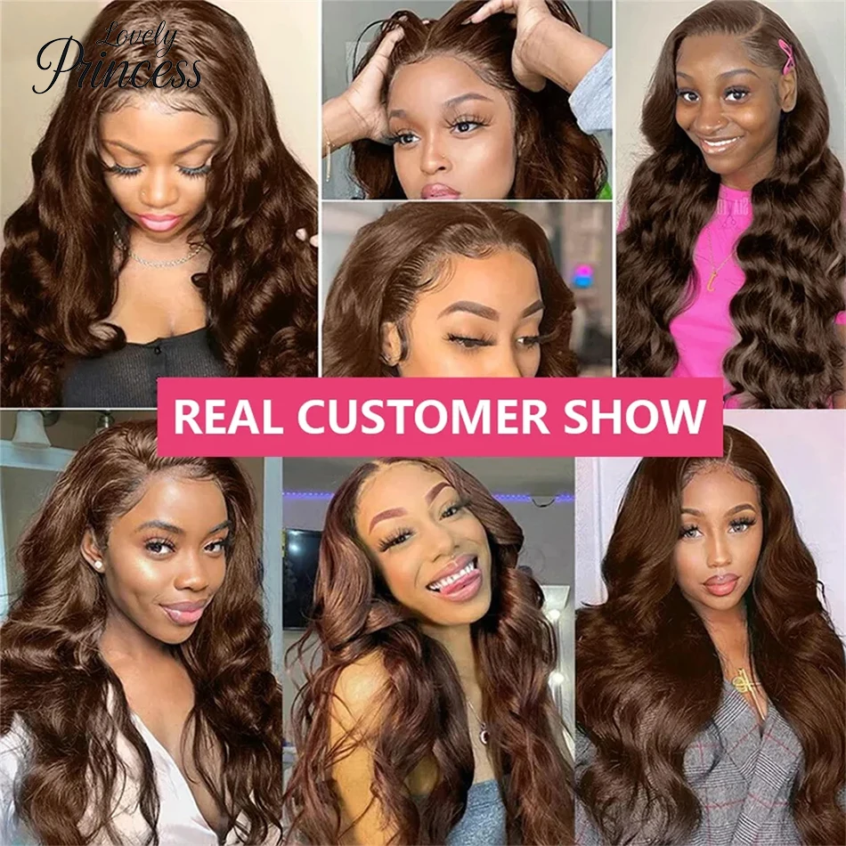 30 Inch Chocolate Brown Body Wave Lace Front Wig Transparent 13x6 HD Lace Frontal Wigs 13x4 Preplucked Colored Human Hair4x4 5x5 thumbnail 5