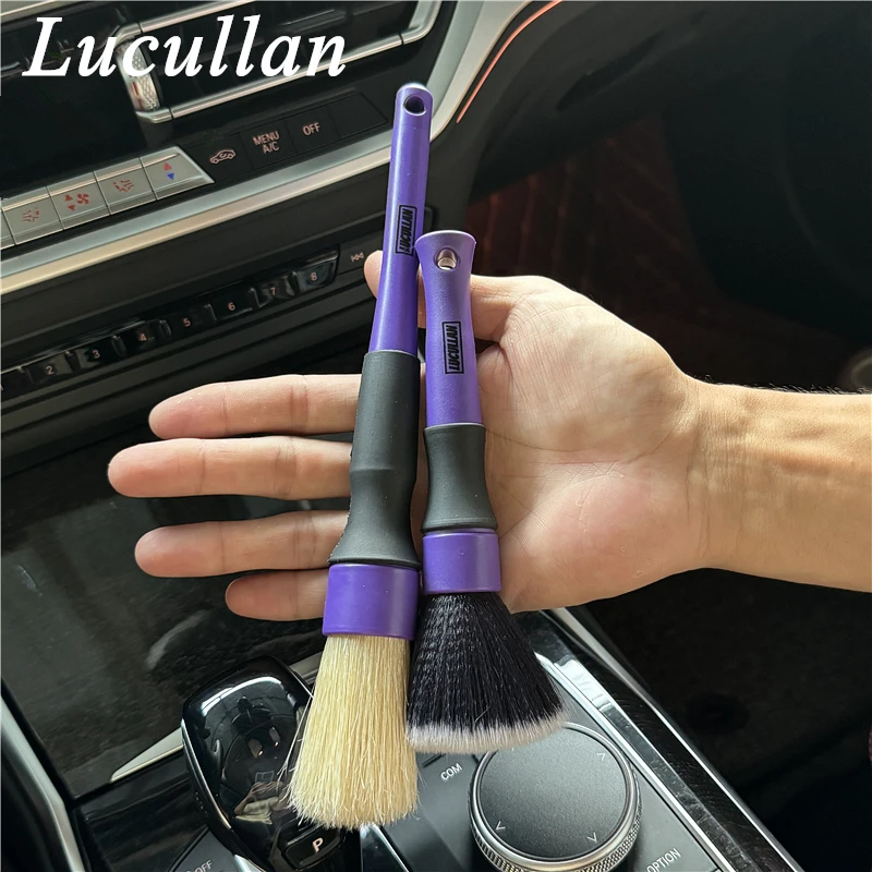 Lucullan 2-Piece Detailing Brush Set Premium  Natural Boar's Hair For Exterior Synthetic Hair For Interior thumbnail 6