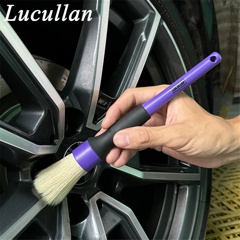Lucullan 2-Piece Detailing Brush Set Premium  Natural Boar's Hair For Exterior Synthetic Hair For Interior thumbnail 5