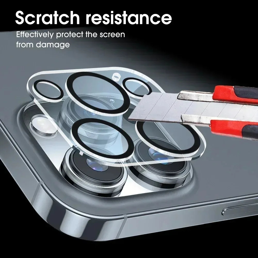 1-5 pieces tempered glass for iPhone 17 16 15 14 13 Pro Max Plus Mini camera lens protector black circle screen protector lens f thumbnail 3