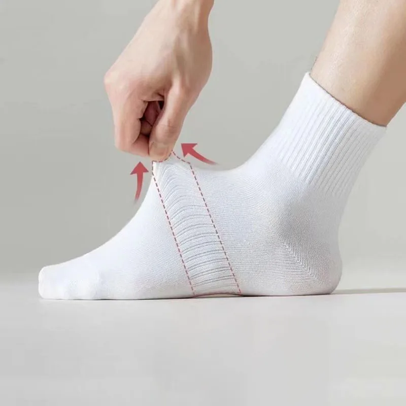 10/20 Pairs Neutral Solid Color Round Neck Socks Spring Summer Sweat Absorbing Breathable Soft Comfortable Couple Sports Socks thumbnail 3