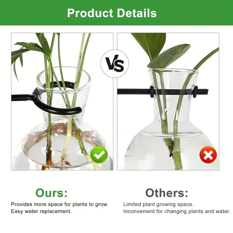 Hydroponic Plant Glass Vase, Modern Desktop Plant Terrarium Planter Bulb Water Planting Propagation Planters Hydroponics Plants thumbnail 5
