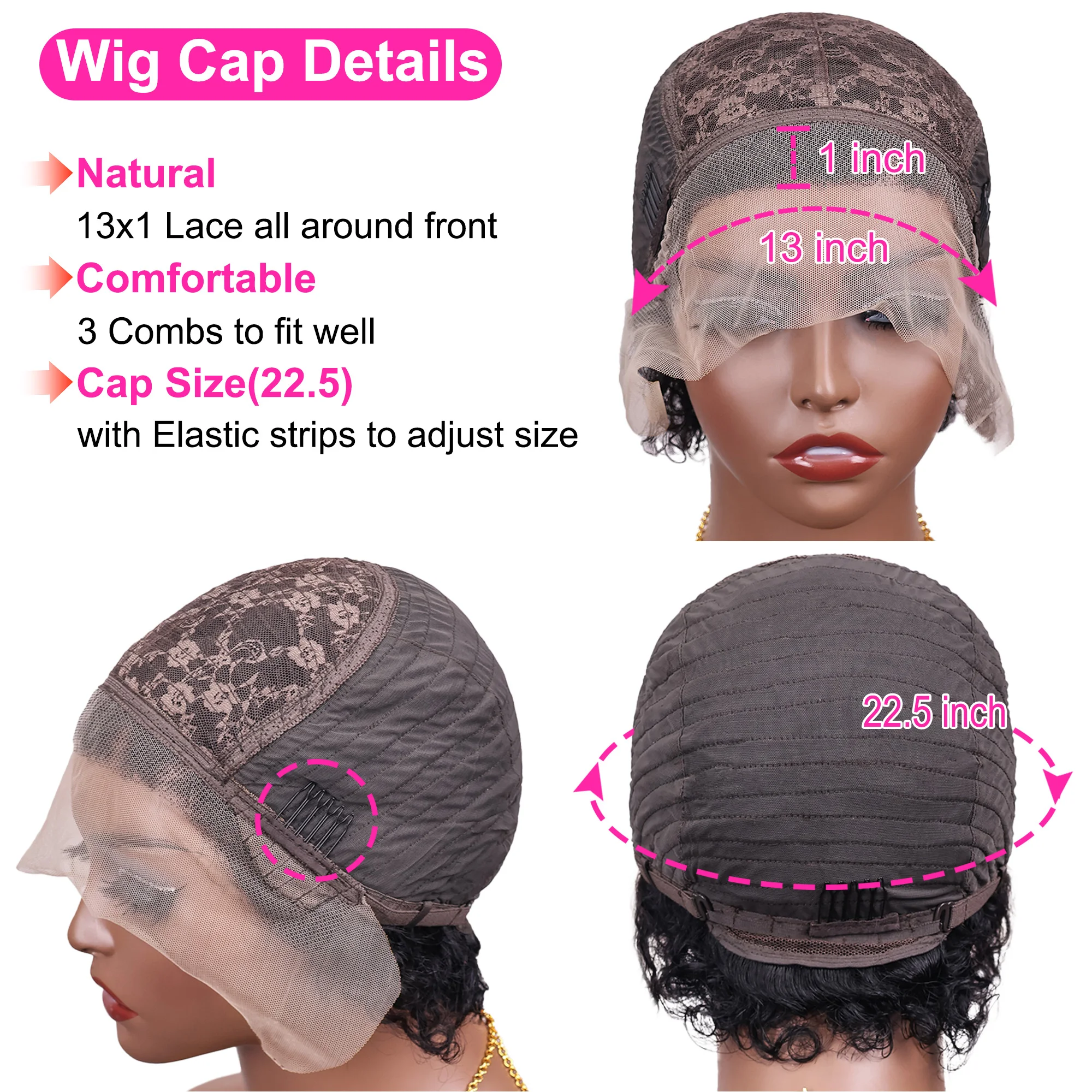 Pixie Cut Wigs Human Hair Short Curly Lace Front Human Hair Wigs Brazilian 13x1 Transparent Lace Wigs  Water Wave Bob Wig thumbnail 6