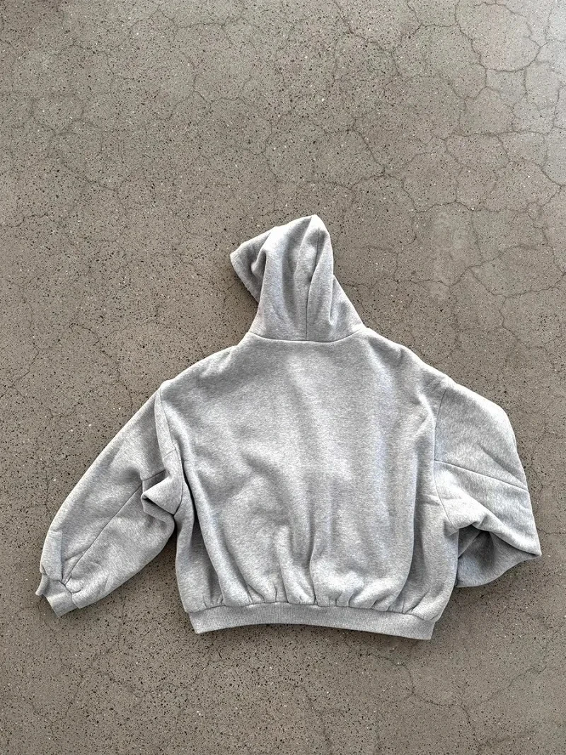 Korean Fashion Simple Gray Double Sided Oversized Zipper Hoodie Women Y2K New Harajuku Gothic Casual Joker Couple Sweatshirt thumbnail 5