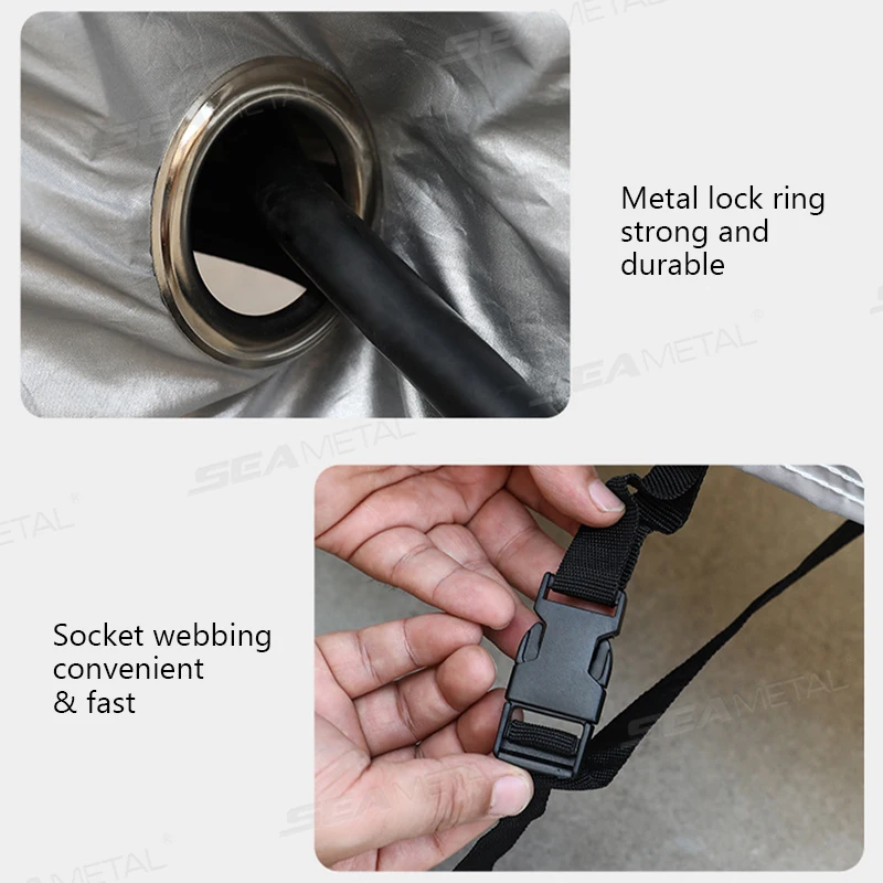 SEAMETAL Universal XL Motorcycle Cover Waterproof 210D Oxford Cloth Outdoor Indoor Scooter Covers for All Season UV Protection thumbnail 5