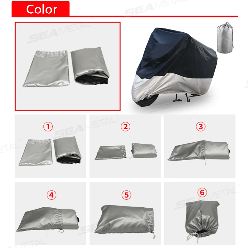 SEAMETAL Universal XL Motorcycle Cover Waterproof 210D Oxford Cloth Outdoor Indoor Scooter Covers for All Season UV Protection thumbnail 3