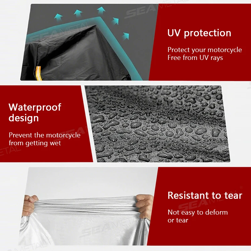 SEAMETAL Universal XL Motorcycle Cover Waterproof 210D Oxford Cloth Outdoor Indoor Scooter Covers for All Season UV Protection thumbnail 6