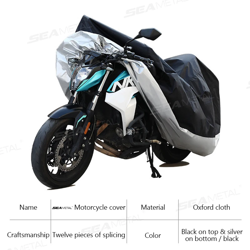 SEAMETAL Universal XL Motorcycle Cover Waterproof 210D Oxford Cloth Outdoor Indoor Scooter Covers for All Season UV Protection thumbnail 2