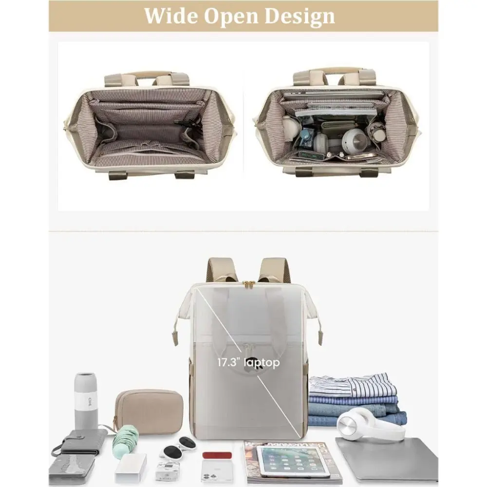 Simple Large Capacity Backpack with Storage Bag 16 Pockets Laptop Bag Portable Light Weight Travel Bag for Women thumbnail 3
