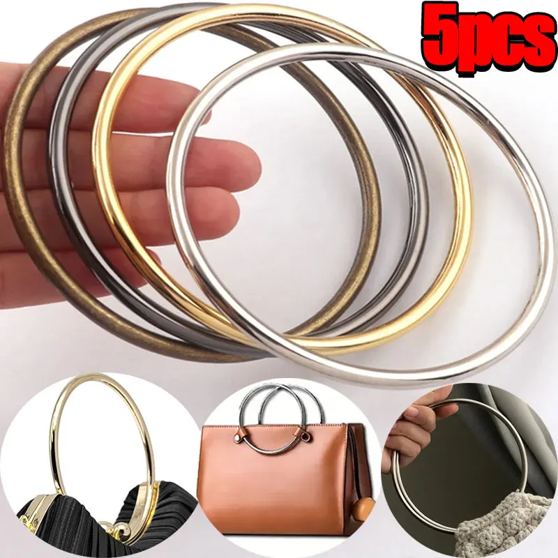 1-5PCS 2025 New Round Metal Handle For Handbags DIY Bag Accessory Bag Strap Gold Silver Purse Frame Luggage Hardware thumbnail 2