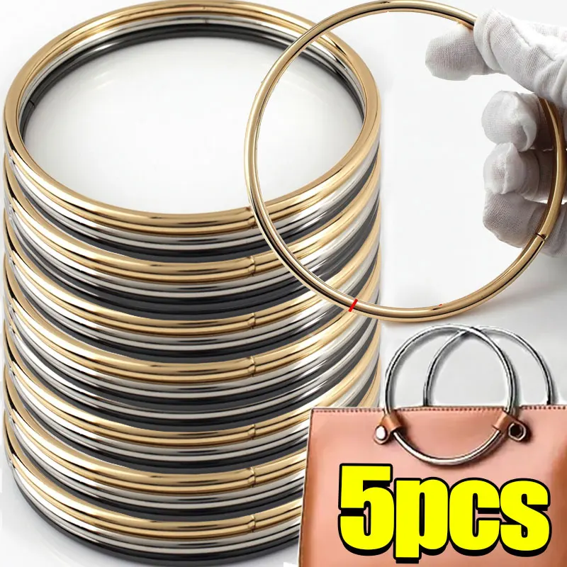 1-5PCS 2025 New Round Metal Handle For Handbags DIY Bag Accessory Bag Strap Gold Silver Purse Frame Luggage Hardware