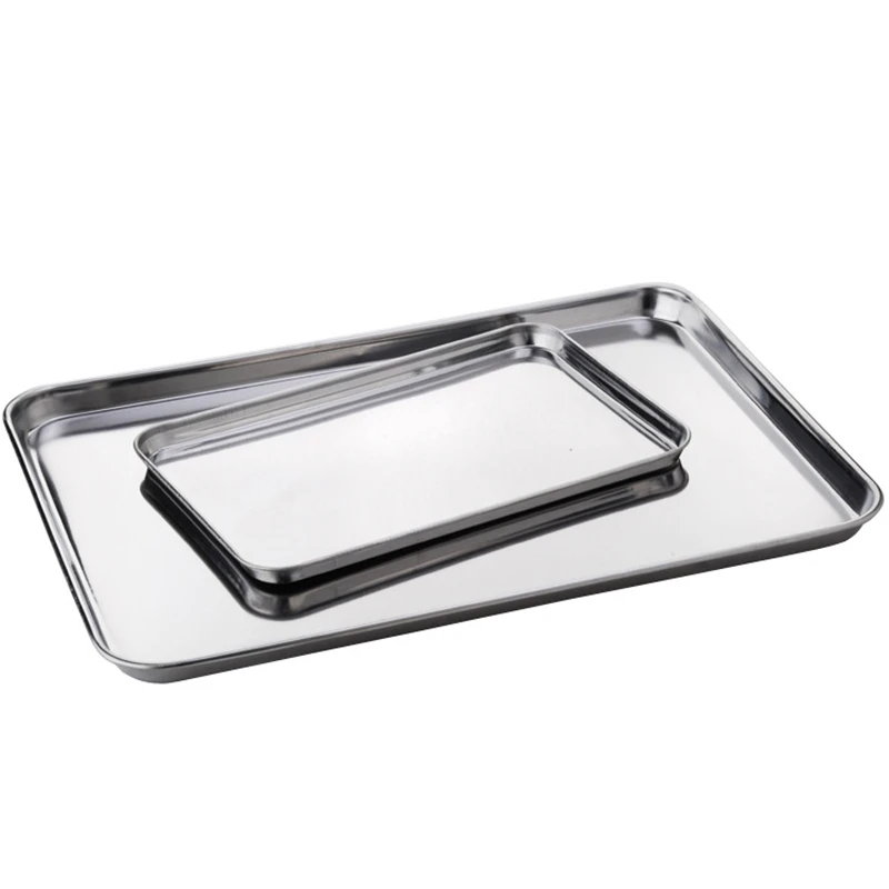 Stainless Steel Rectangle Food Storage Trays Sausage Noodles Fruit Dish Pastry Baking Plates for Restaurant Hotel Kitchen thumbnail 6