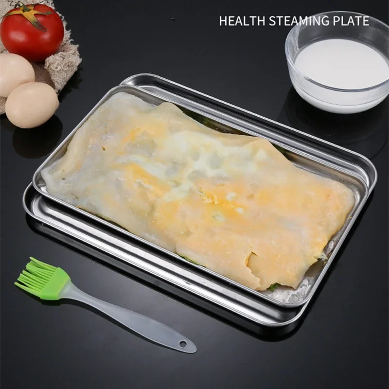 Stainless Steel Rectangle Food Storage Trays Sausage Noodles Fruit Dish Pastry Baking Plates for Restaurant Hotel Kitchen thumbnail 3
