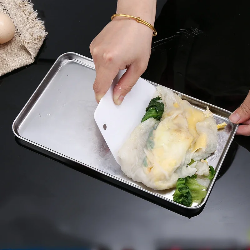 Stainless Steel Rectangle Food Storage Trays Sausage Noodles Fruit Dish Pastry Baking Plates for Restaurant Hotel Kitchen thumbnail 4