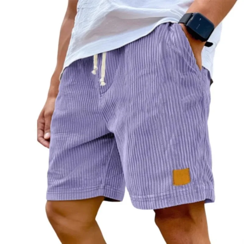 Men's Retro Corduroy Casual Shorts Men Fashion Solid Sweatpants Harajuku Corduroy Short Pants New Men Clothing Roupas thumbnail 3