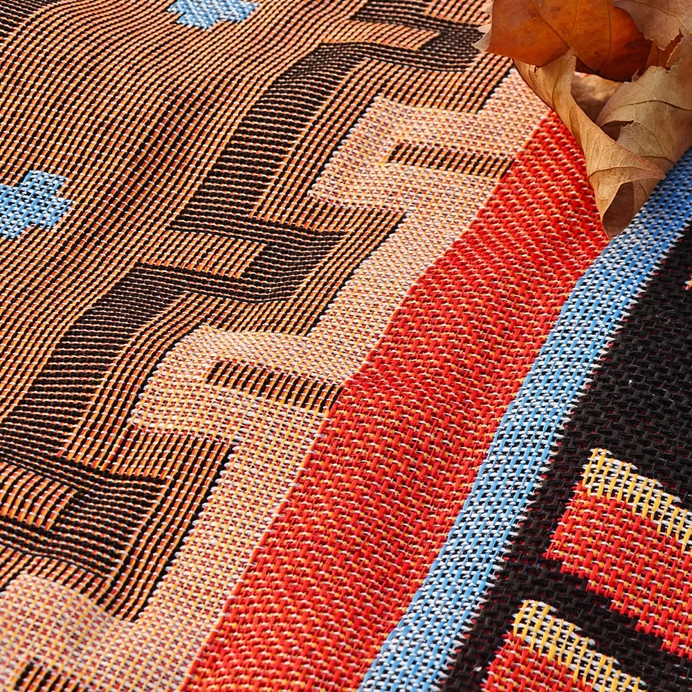 Western Bohemian style blanket, outdoor blanket, camping picnic blanket, decorative bed blanket, checkered sofa cushion, travel thumbnail 6